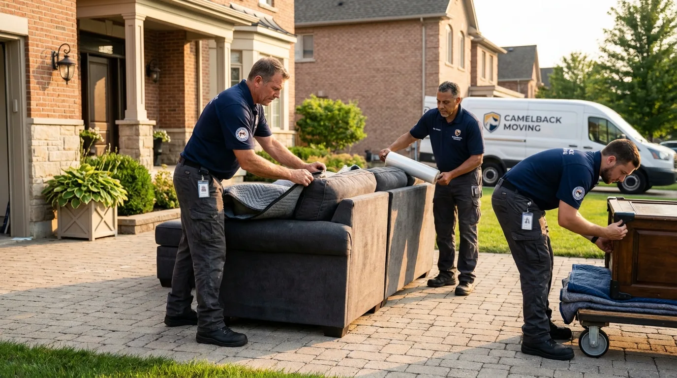 Large estate moving crew wrapping furniture in Whittier, CA