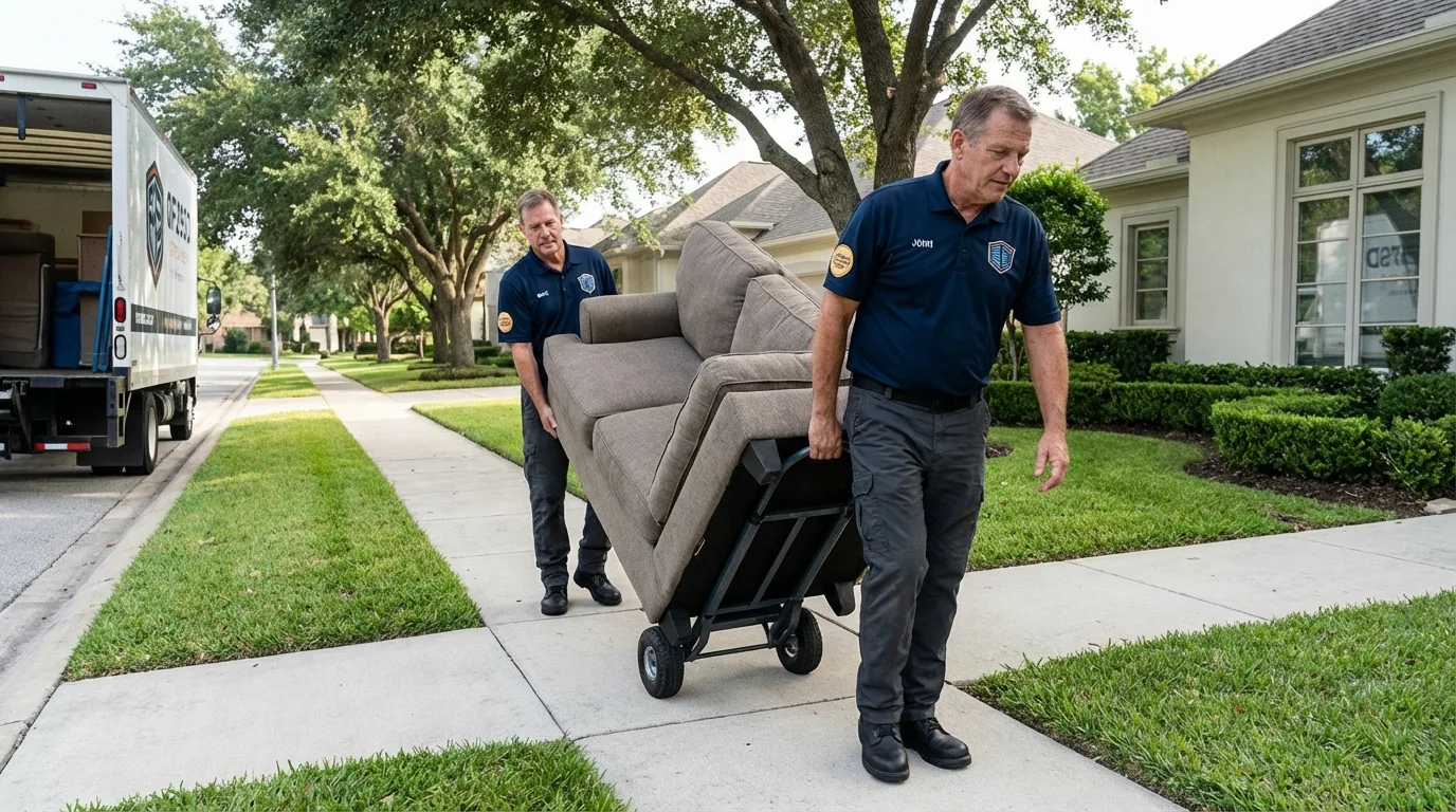 Local residential moving crew loading furniture in Whittier, CA
